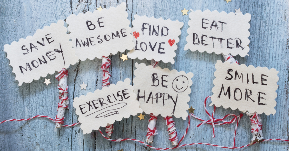 New year's resolutions written on tags